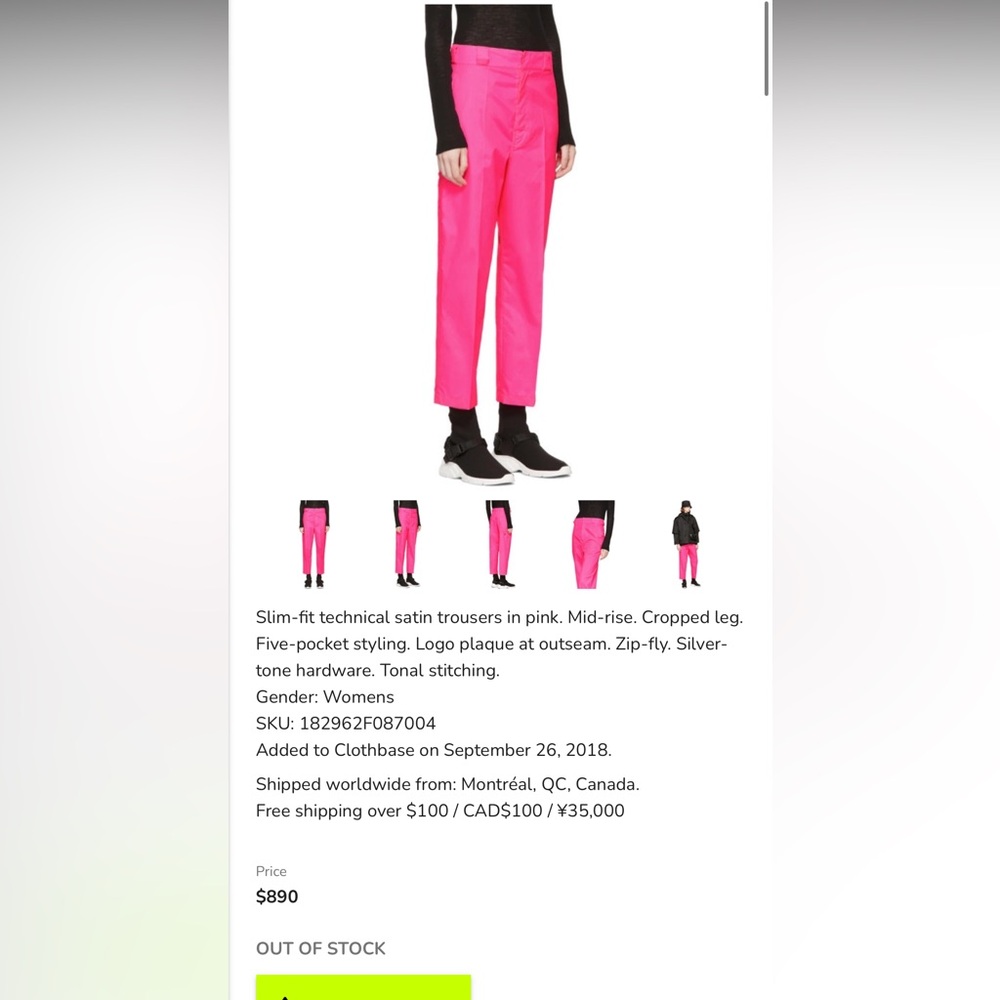 Prada Prada Pink Techno Logo Trousers 38 2 $890 - Picture 11 of 11